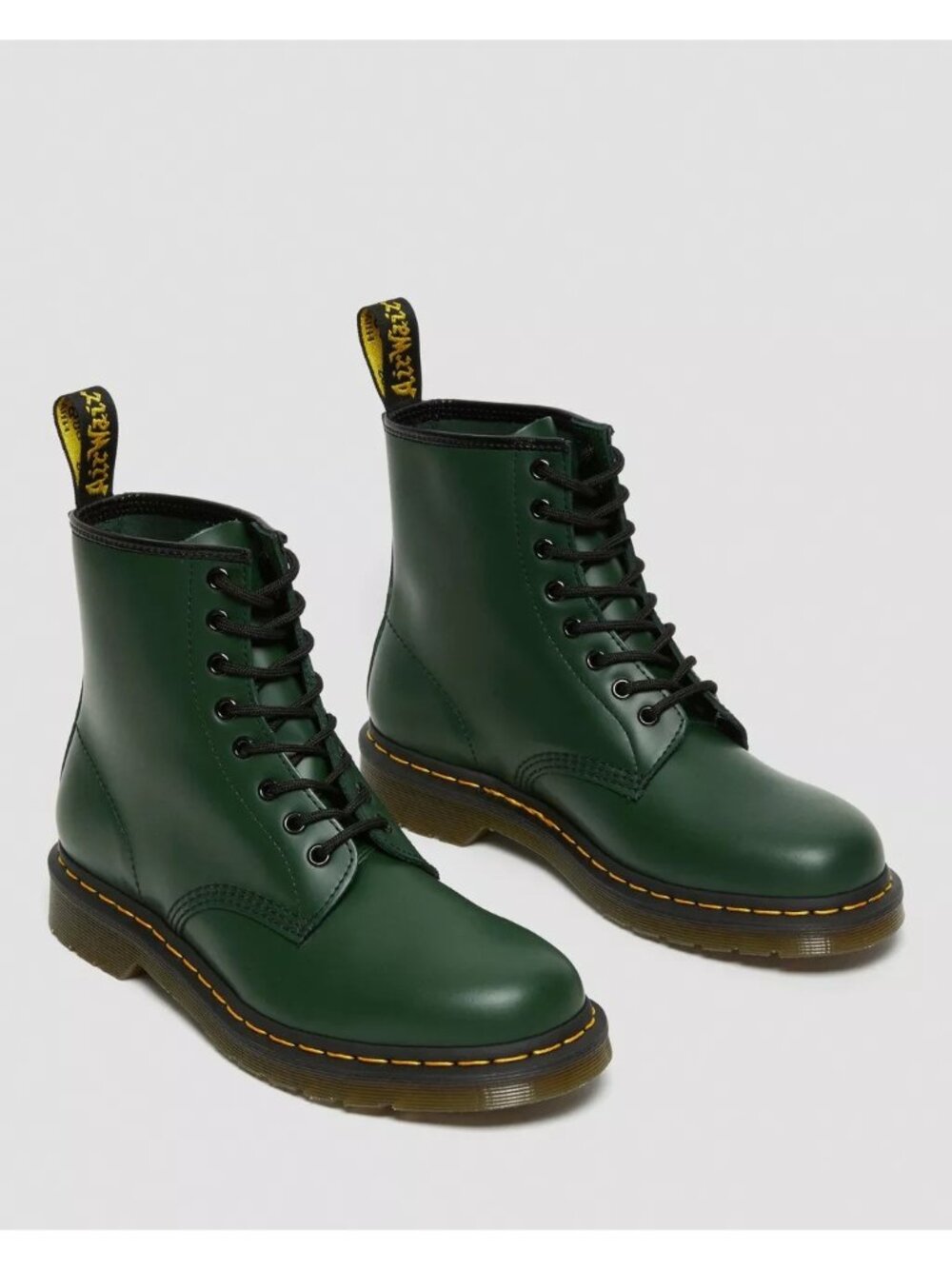 NEW Dr. Martens Smooth Green Leather Lace-Up Boots, Me/6, Women/8, EU/38